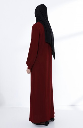 Weinrot Hijab Kleider 5034-10