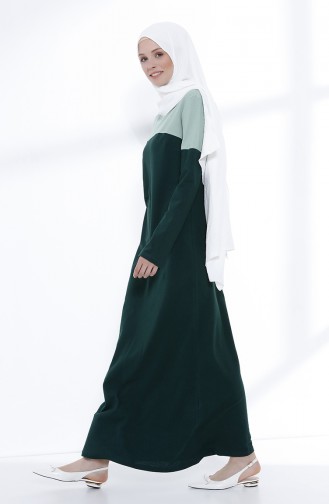 Smaragdgrün Hijab Kleider 5035-02