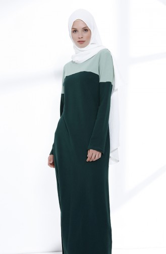 Smaragdgrün Hijab Kleider 5035-02