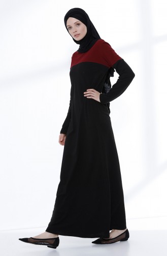 Claret Red Hijab Dress 5035-03