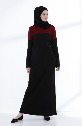 Claret Red Hijab Dress 5035-03
