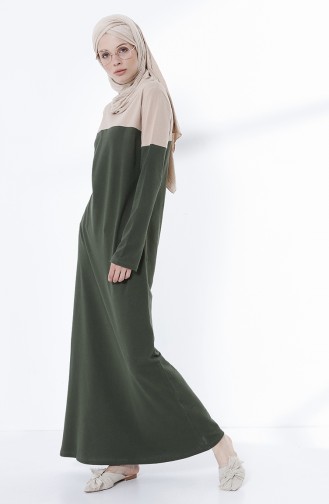 Khaki Hijab Kleider 5035-04