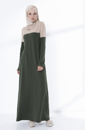 Khaki Hijab Kleider 5035-04