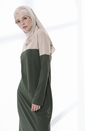 Khaki Hijab Kleider 5035-04