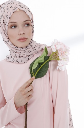 Eteği Büzgü Detaylı Elbise 9031-02 Pudra