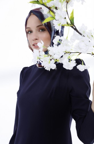 Dunkelblau Hijab Kleider 9031-03