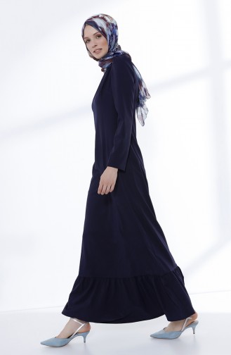 Navy Blue Hijab Dress 9031-03