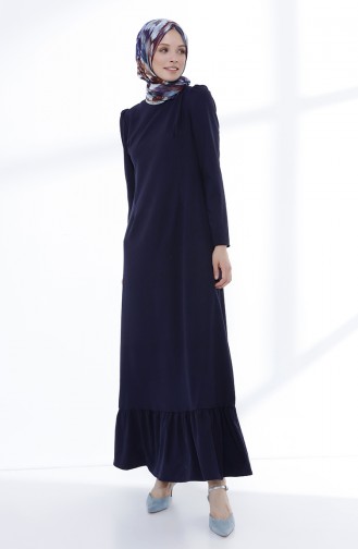 Pleated Dress 9041-01 Navy Blue 9041-01