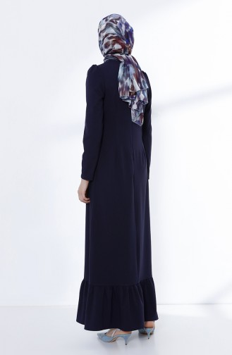 Navy Blue Hijab Dress 9031-03