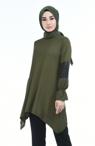 Pailletten Tunika 5435-02 Khaki 5435-02