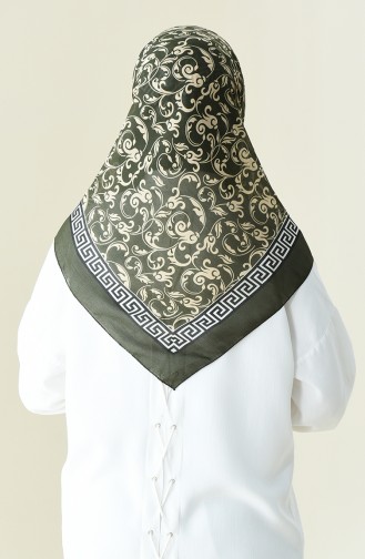 Desenli Pamuklu Eşarp 901527-11 Haki 901527-11