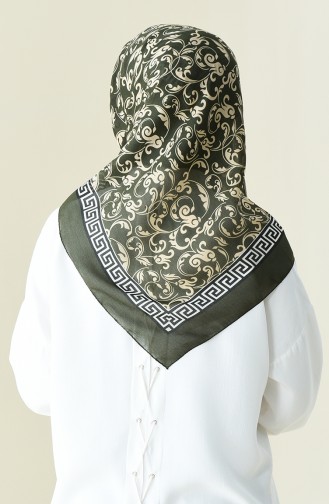 Desenli Pamuklu Eşarp 901527-11 Haki 901527-11