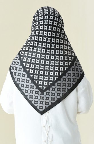 Black Gray Patterned Cotton Scarf 901528-04
