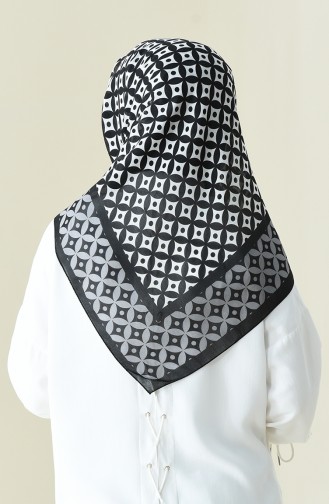 Black Gray Patterned Cotton Scarf 901528-04