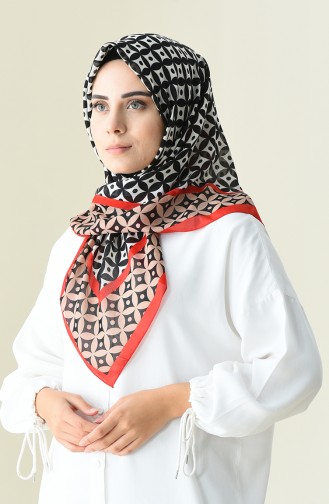 Red Patterned Cotton Scarf 901528-06