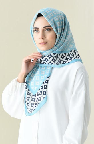 Turquoise Patterned Cotton Scarf 901528-12