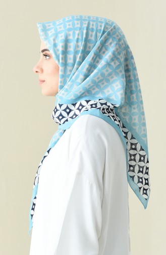 Turquoise Patterned Cotton Scarf 901528-12