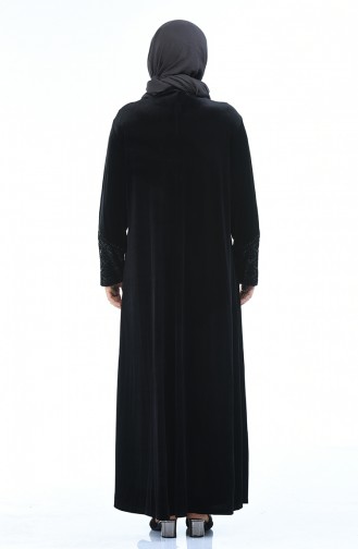 Abaya Velours Grande Taille 7665-01 Noir 7665-01