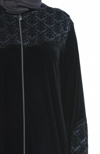 Grosse Grösse Samt Abaya  7665-01 Schwarz 7665-01