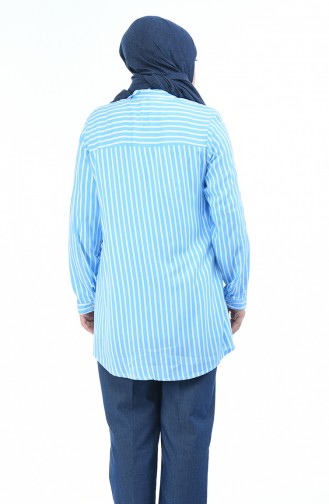 Chemise a Rayures Grande Taille 1020D-01 Bleu 1020D-01