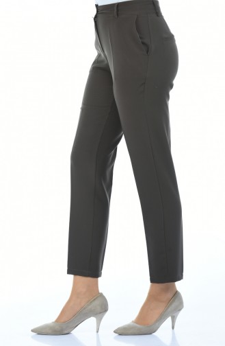 Straight Leg Trousers with Pockets 5176-01 Khaki 5176-01