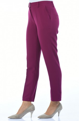 Straight Leg Pants with Pockets 5176-03 Purple 5176-03