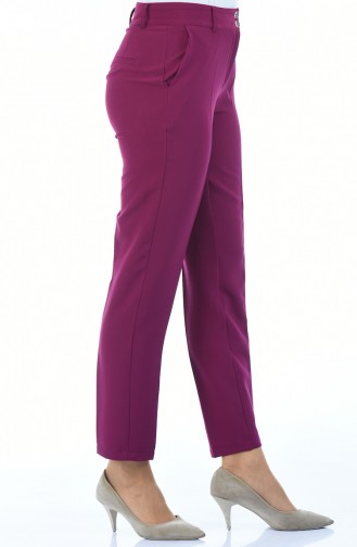 Straight Leg Pants with Pockets 5176-03 Purple 5176-03