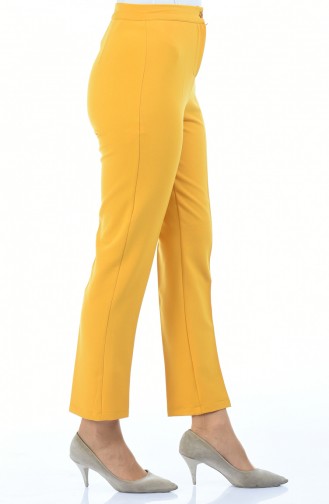 Buttoned Straight-leg Trousers 1102-23 Mustard 1102-23