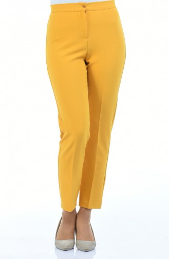 Buttoned Straight-leg Trousers 1102-23 Mustard 1102-23