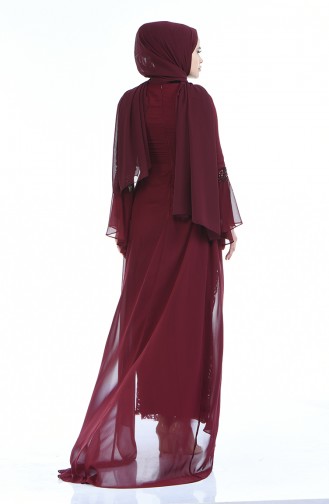 Weinrot Hijab-Abendkleider 8014-01