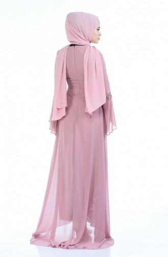 Dusty Rose Hijab Evening Dress 8014-02
