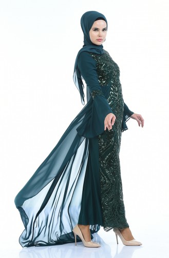 Robe de Soirée a Paillettes 8014-04 Vert emeraude 8014-04