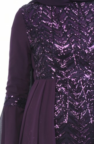 Purple Hijab Evening Dress 8014-05