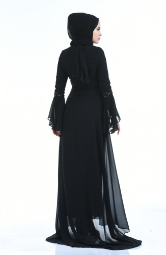 Black Hijab Evening Dress 8014-06