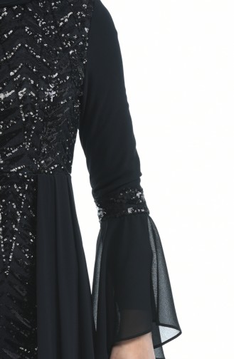 Black Hijab Evening Dress 8014-06