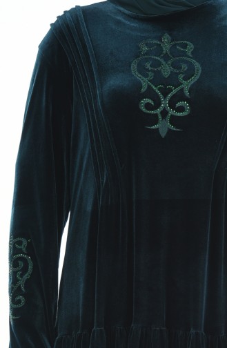 Emerald Green Hijab Dress 7965-01