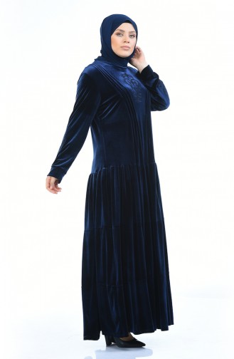 Robe Velours Grande Taille 7965-02 Bleu Marine 7965-02