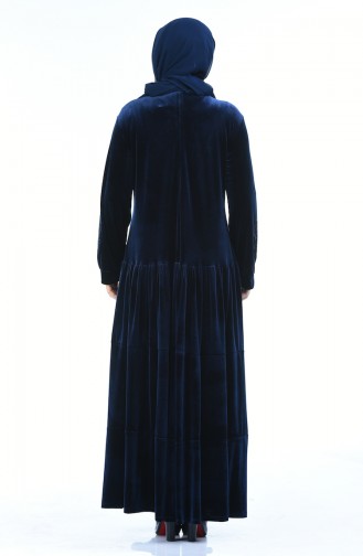 Navy Blue Hijab Dress 7965-02