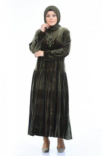 Khaki Hijab Dress 7965-04