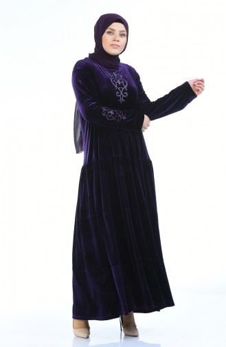 Grosse Grösse Samtkleid 7965-05 Lila 7965-05