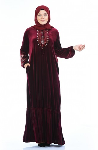 Claret red İslamitische Jurk 7968-02