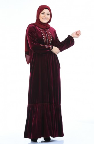 Claret Red Hijab Dress 7968-02