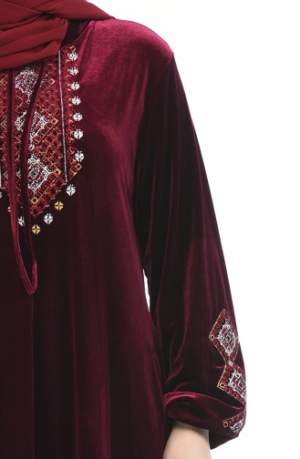 Claret Red Hijab Dress 7968-02