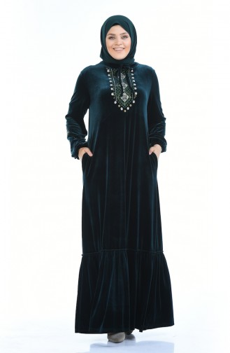 Emerald Green Hijab Dress 7968-05