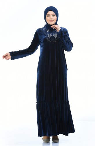Navy Blue Hijab Dress 7969-01