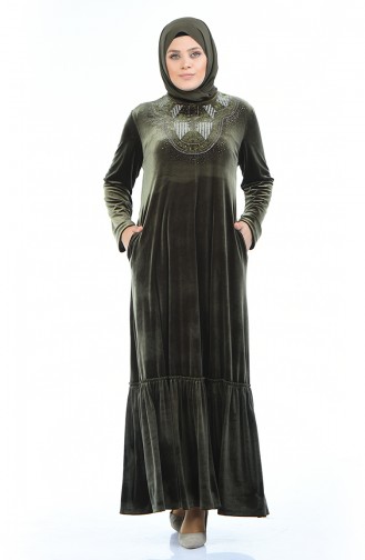 Khaki Hijab Dress 7969-04
