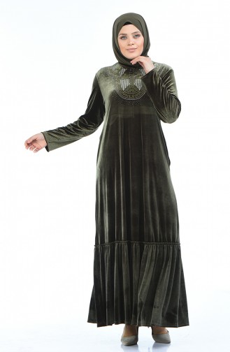 Khaki Hijab Dress 7969-04