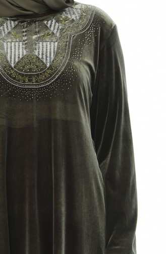 Khaki Hijab Kleider 7969-04