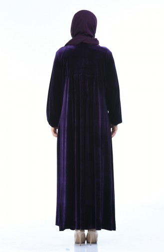 Grosse Grösse Spitzen Samtkleid 7970-02 Lila 7970-02