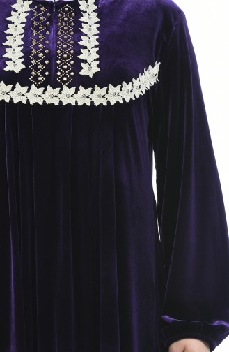 Grosse Grösse Spitzen Samtkleid 7970-02 Lila 7970-02